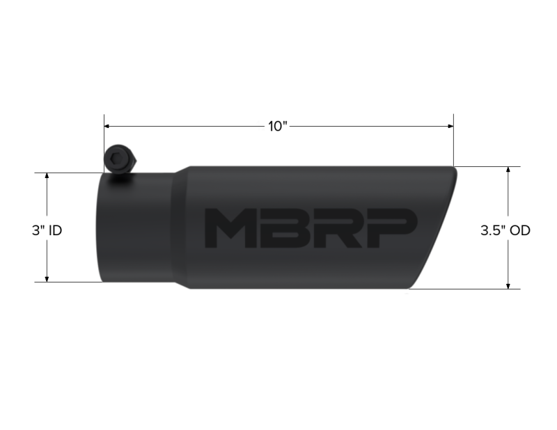 MBRP Universal Tip 3-1/2in O.D. Angled Rolled End 3in ID Inlet 10in Length Black T5115BLK