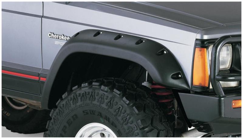 Bushwacker 84-01 compatible with Jeep Cherokee Cutout Style Flares 2pc Fits 4-Door Sport Utility Only Black 10035-07