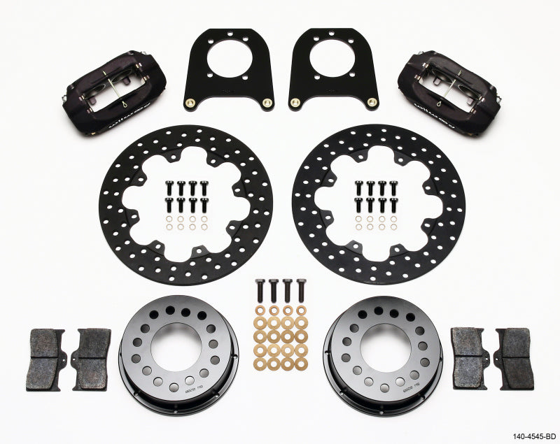 Wilwood Forged Dynalite Rear Drag Kit Drilled Rotor Chev 12 Bolt w/Clip Eliminator 140-4545-BD