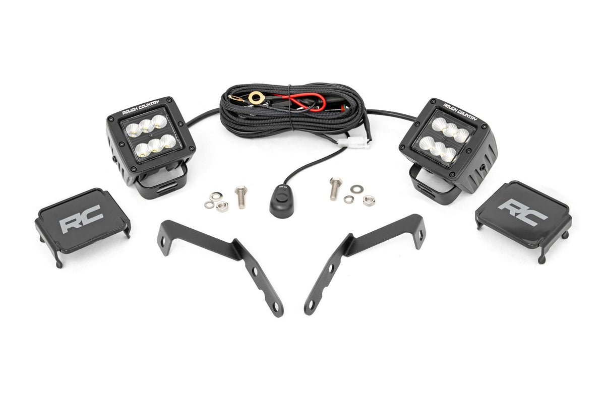 Rough Country Led Light Ditch Mount 2Andquot; Black Pair Flood Fits Chevy 1500 (2007-2013) 71059