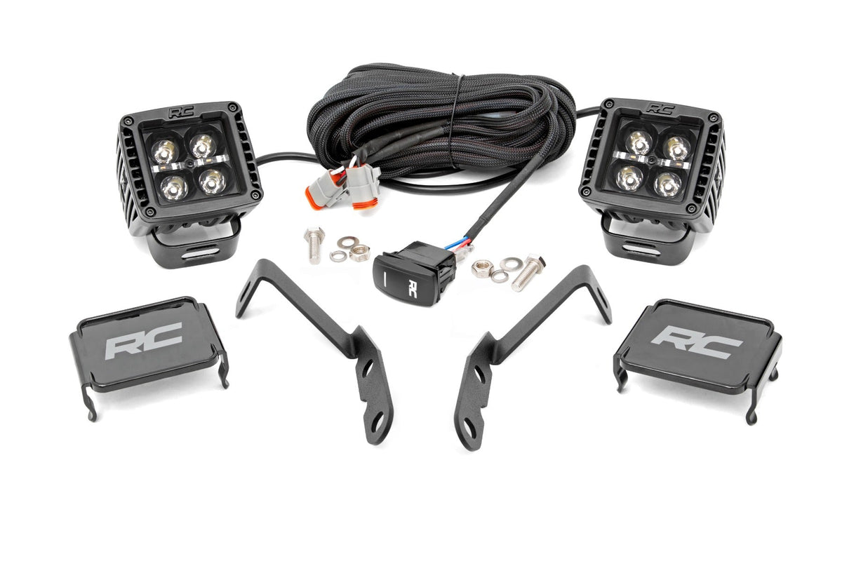 Rough Country Led Light Ditch Mount 2Andquot; Black Pair Amber Drl Fits Chevy 1500 (2007-2013) 71061