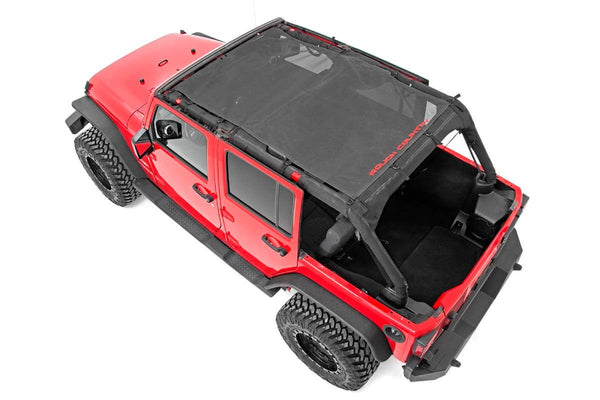 Rough Country Mesh Bikini Top Plus Black compatible with Jeep Wrangler Jk 2Wd/4Wd (2007-2018) 85110