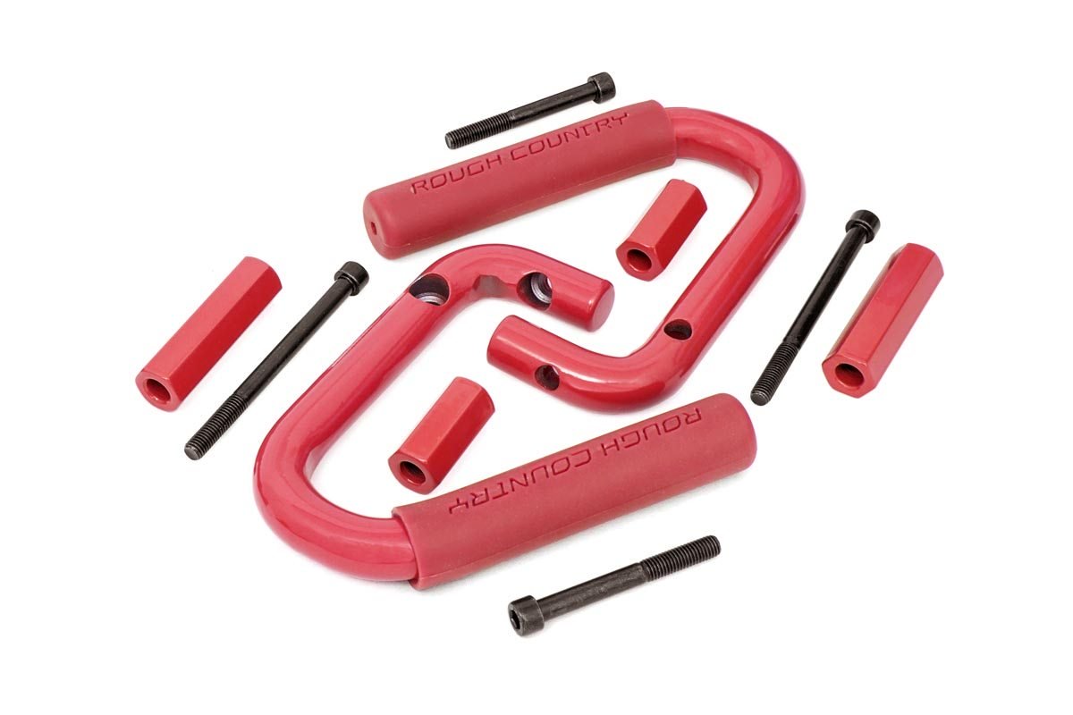 Rough Country Grab Handles Steel Front Red Fits Jeep Wrangler Jk (2007-2018) 6501RED
