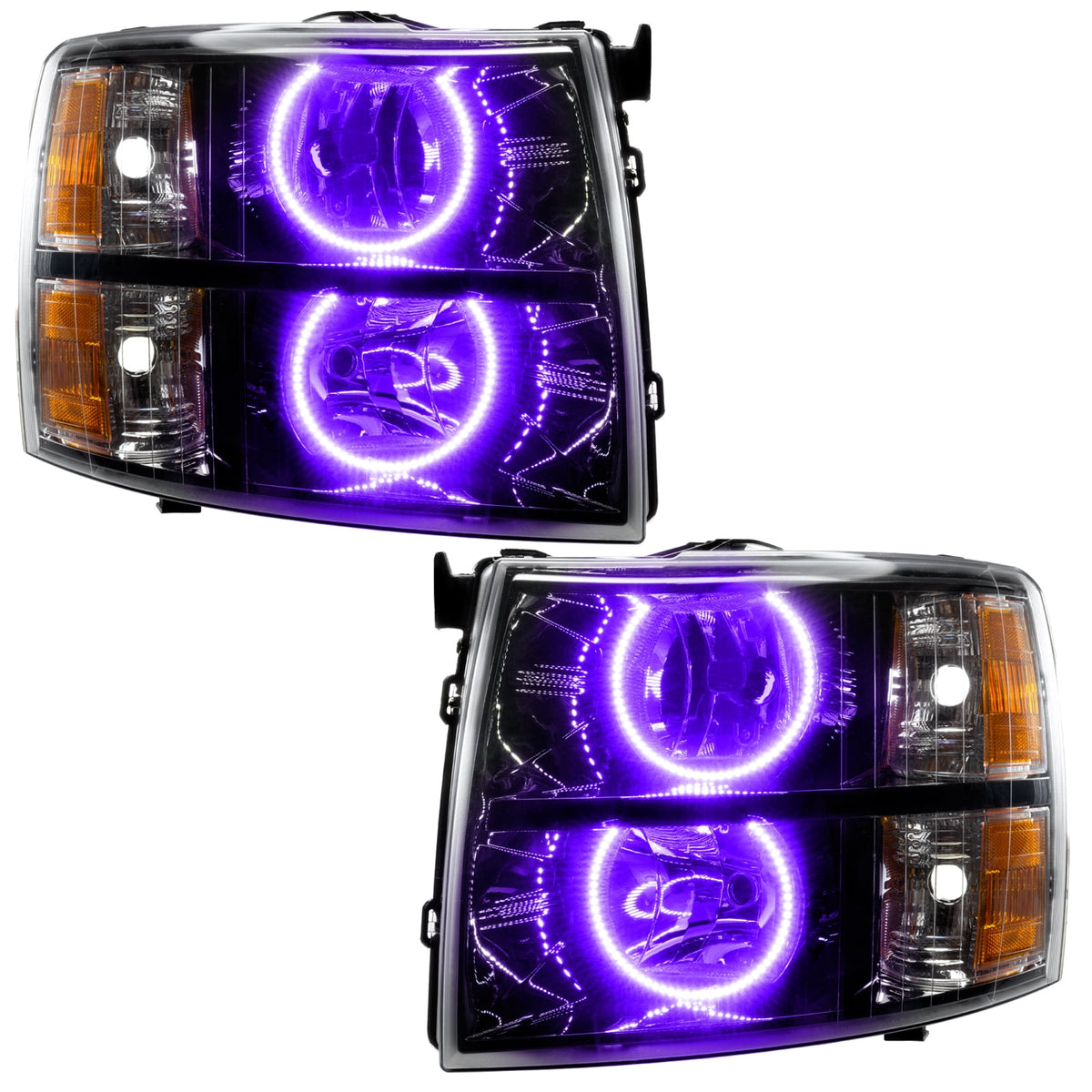For 2007-2013 Chevrolet Silverado SMD Headlights Black Round Style Oracle