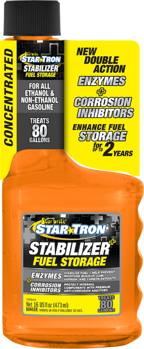 Star Tron Stabilizer+ Fuel Storage with Corrosion Protection - Treats 80 Gallons of Gas - 16 OZ (14816)