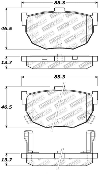 StopTech Street Touring Hyundai Elantra/Tiburon / Kia Spectra Rear Brake Pads 308.0323