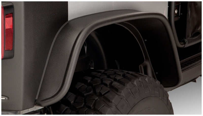 Bushwacker 07-18 compatible with Jeep Wrangler Flat Style Flares 2pc Fits 2-Door Sport Utility Only Black 10052-07