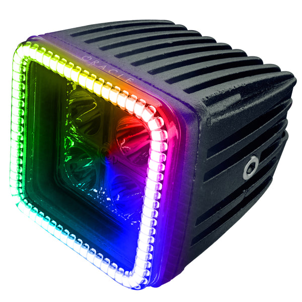 Oracle Off-Road 3in W Square Spotlight with Halo ColorSHIFT SEE WARRANTY 5777-333