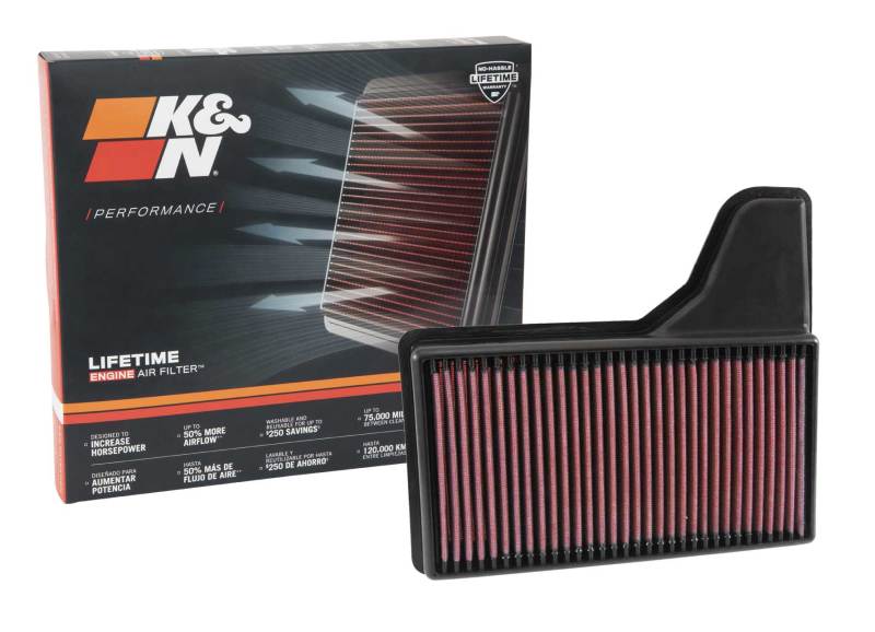 K&N Replacement Panel Air Filter for 2015 Ford Mustang 2.3L L4/3.7L V6/5.0L V8 33-5029