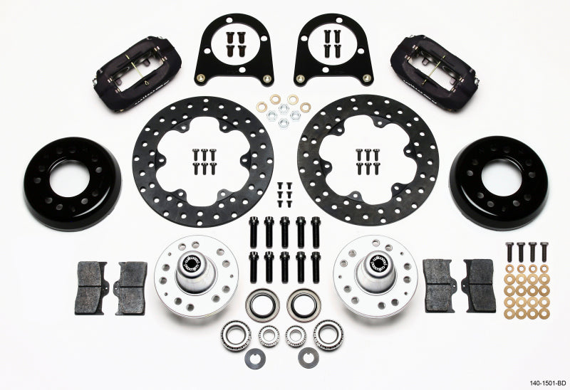 Wilwood Forged Dynalite Front Drag Kit Drilled Rotor 37-48 Ford Psgr. Car Spindle 140-1501-BD