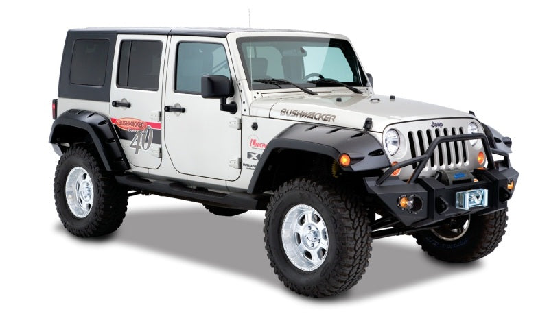 Bushwacker 07-18 compatible with Jeep Wrangler Unlimited Max Pocket Style Flares 2pc Extended Coverage Black 10044-02