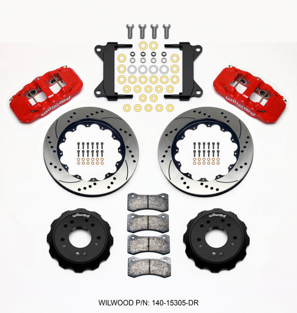 Wilwood AERO6 Front Hat Kit 14.00 Drilled Red 63-87 C10 w/ Wilwood Pro Spindles 140-15305-DR