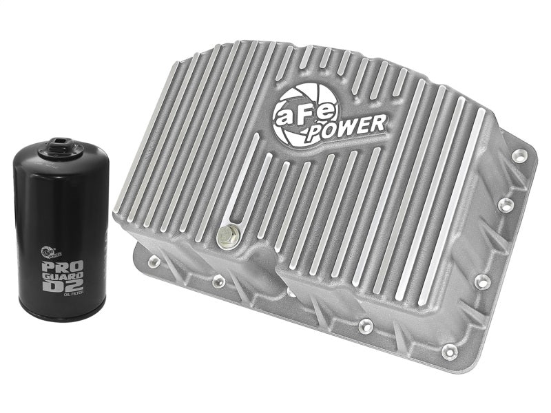 aFe Street Series Engine Oil Pan Raw w/ Machined Fins; 11-17 Ford Powerstroke V8-6.7L (td) 46-70320