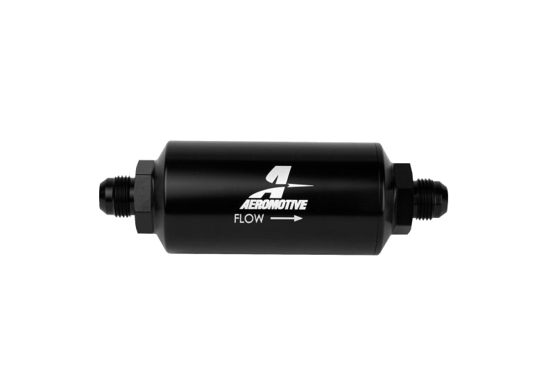 Aeromotive In-Line Filter AN-08 size Male 10 Micron Microglass Element Bright-Dip Black 12375