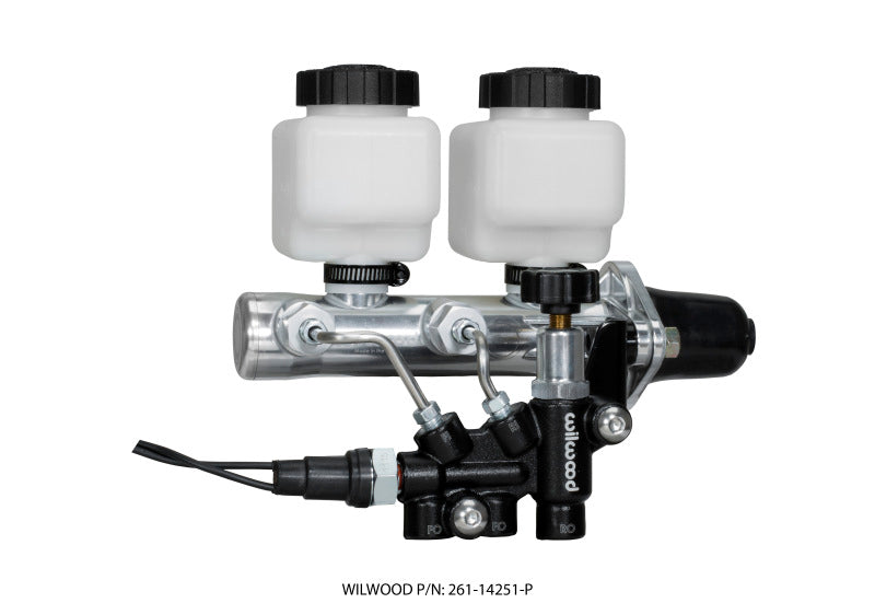 Wilwood Tandem Remote M/C Kit w L/H Brkt & Prop Valve 1in Bore Ball Burnished 261-14251-P