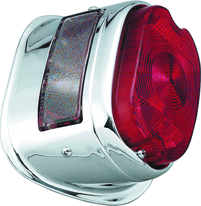 Bikers Choice 56-72 Big Twin & XL Chrome Taillight W/Red Lens & Top License Light Repl H-D 68010-64B 492757