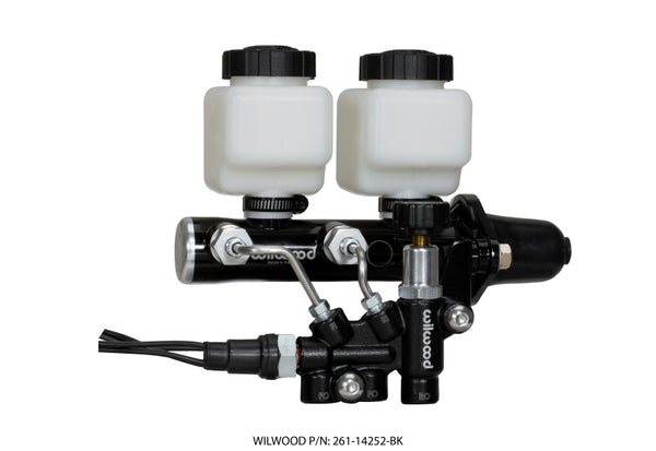 Wilwood Tandem Remote M/C Kit w L/H Brkt & Prop Valve 1 1/8in Bore Black 261-14252-BK