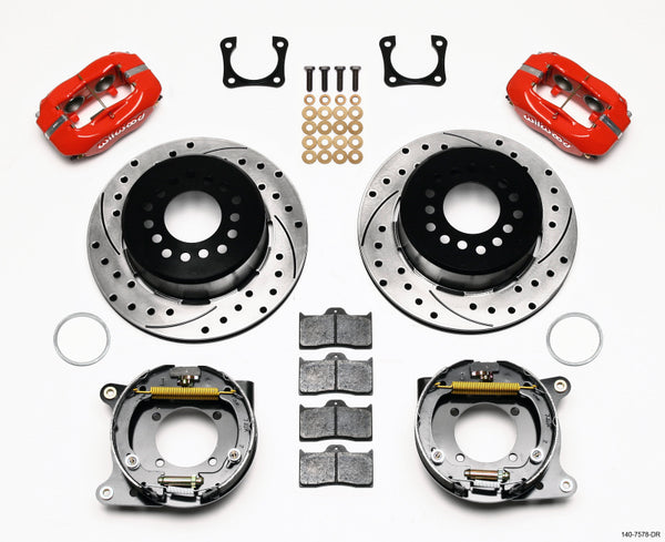 Wilwood Forged Dynalite P/S Park Brake Kit Drilled Red Chevy 12 Bolt-Spec 3.15in Brng 140-7578-DR