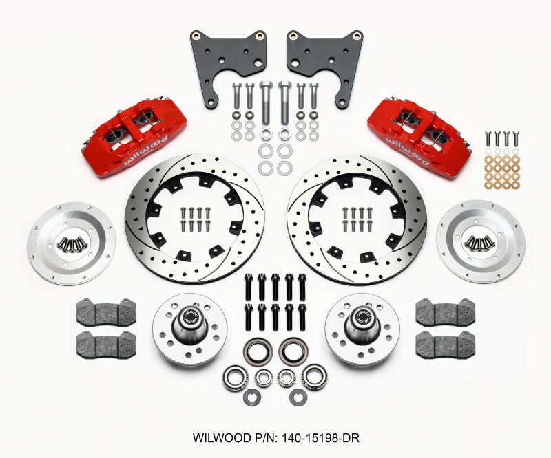 Wilwood Dynapro 6 Front Hub Kit 12.19in Drill Red 65-72 CDP C Body -Drum 140-15198-DR