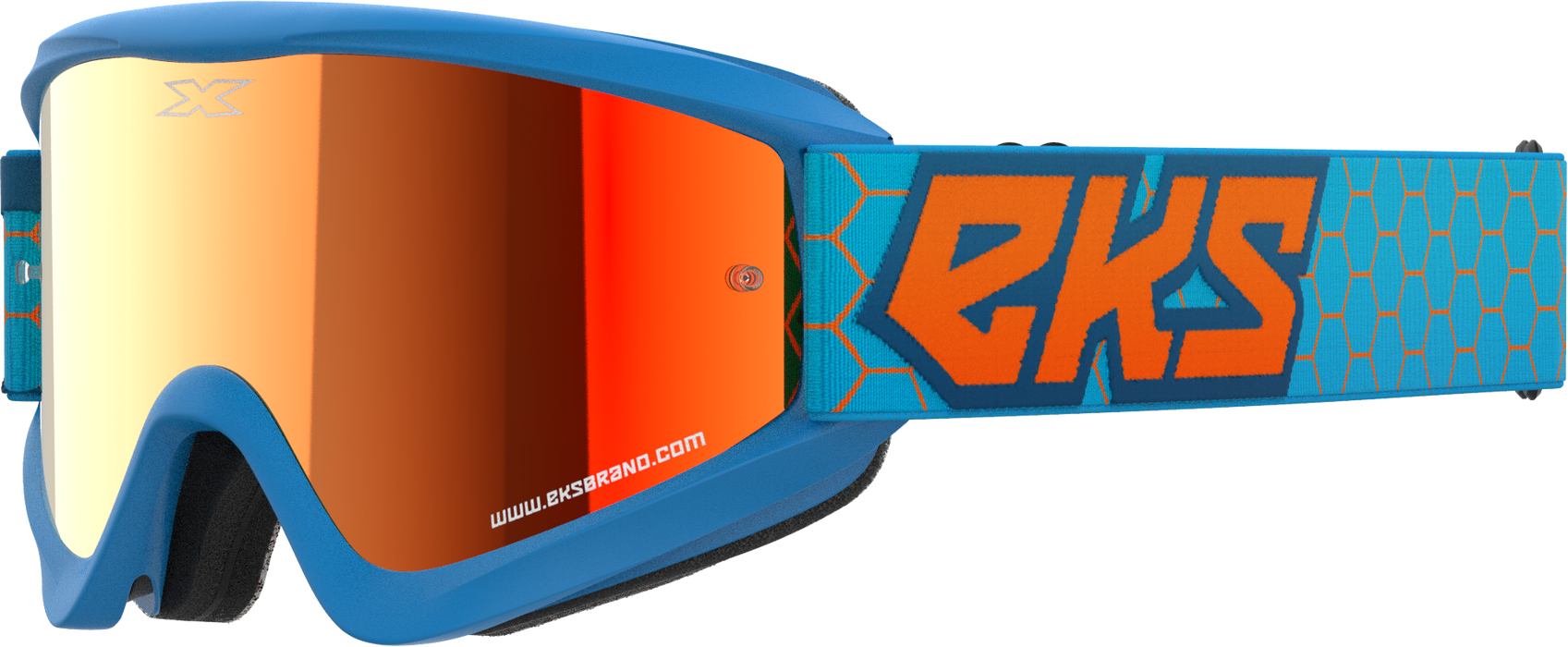 EKS Brand GOX Flat Out Mirror Goggles - Red Lens Cyan/Flo Orange OSFA Blue Cyan/Flo Orange