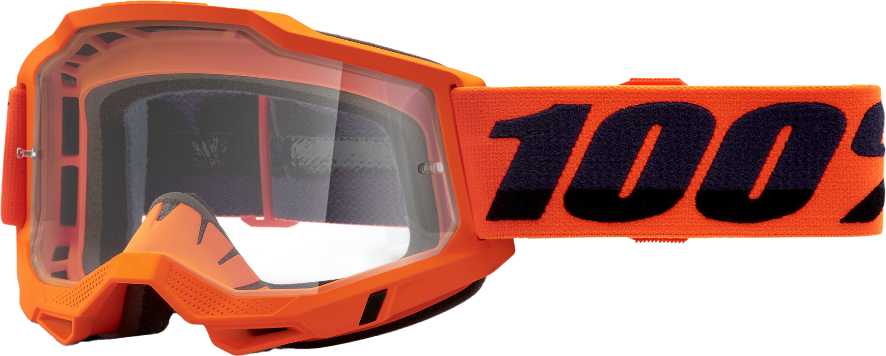 100% Accuri 2 Motocross & Mountain Biking Adult Goggles (Neon/Orange - Clear Lens)