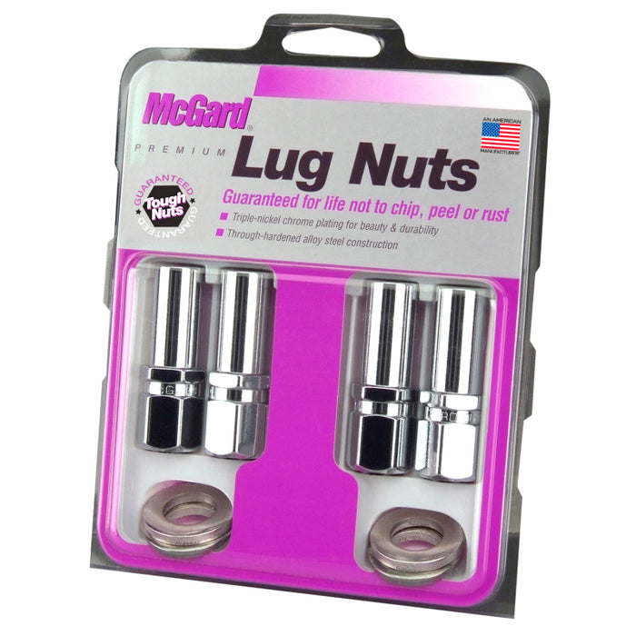 McGard Hex Lug Nut (Drag Racing X-Long Shank) 7/16-20 / 13/16 Hex / 2.475in. Length (4-Pk) Chrome 63001