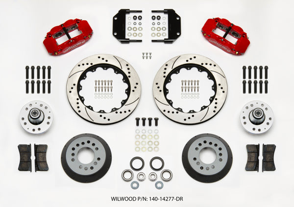 Wilwood Narrow Superlite 6R Front Hub Kit 14.00in Drill Red Magnum Force Drop Spindle 140-14277-DR