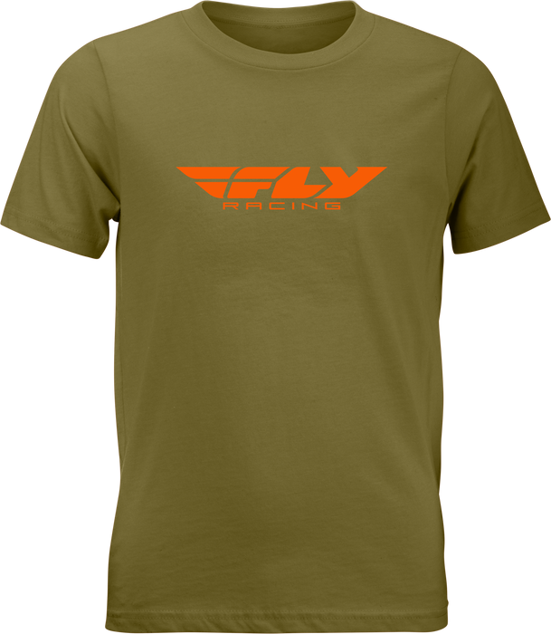 Fly Racing 352-0676YL Youth Fly Corporate Tee Olive/Orange Yl