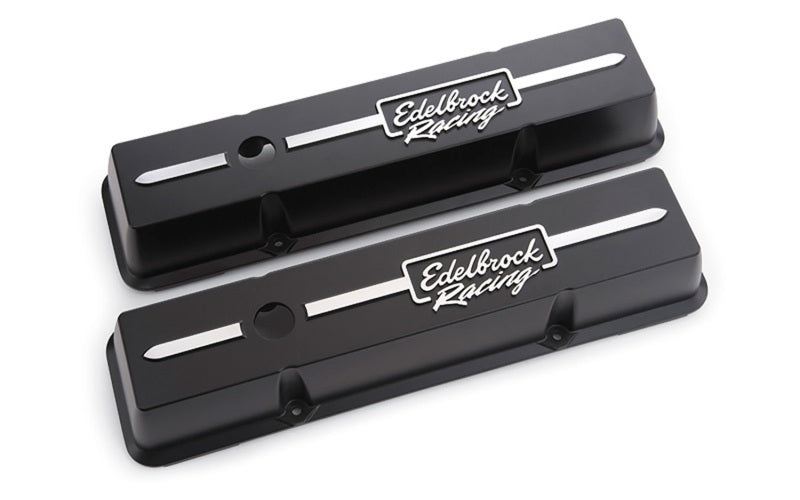 Edelbrock Valve Cover Racing Series Chevrolet 1959-1986 262-400 CI V8 Low Black 41633