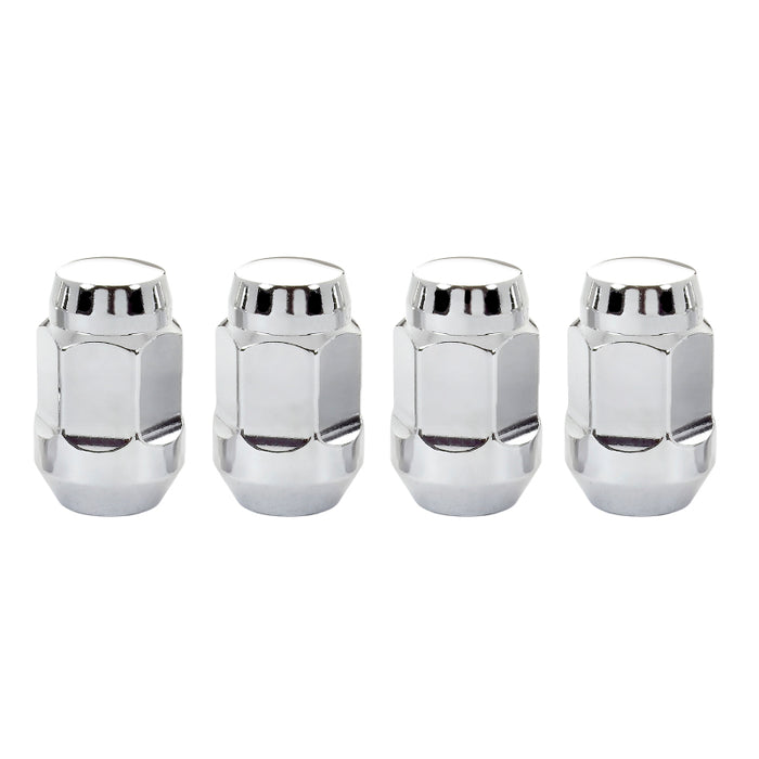 McGard Hex Lug Nut (Cone Seat Bulge Style) M12X1.5 / 3/4 Hex / 1.45in. Length (4-Pack) Chrome 64012