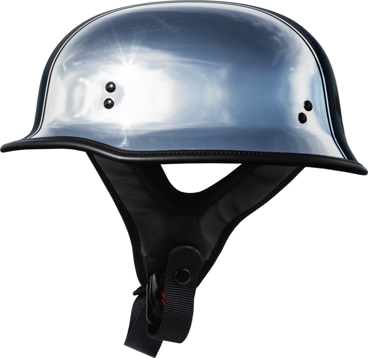 Highway 21 Motorcycle 9mm Half Helmet (German Style) (Chrome, 4X-Large)