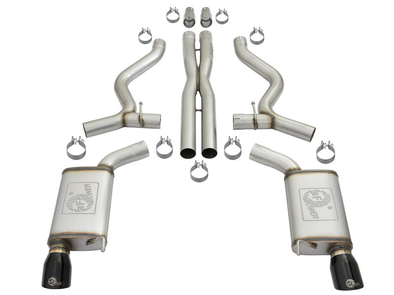 aFe MACHForce XP 3in 304 SS Cat-Back Exhausts w/ Black Tips 15-17 Ford Mustang GT V8-5.0L/V6-3.7L 49-33072-1B