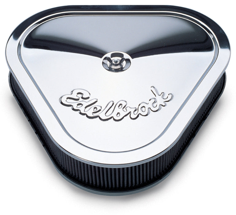 Edelbrock Air Cleaner Pro-Flo Series Triangular Steel Top 14 125In X 13 375In X 3 5In Chrome 1222