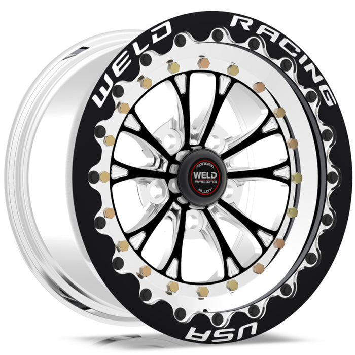 Weld Vitesse 15x10 / 5x4.5 BP / 6.5in. BS Polished Wheel Black Single Beadlock MT 794P510212F