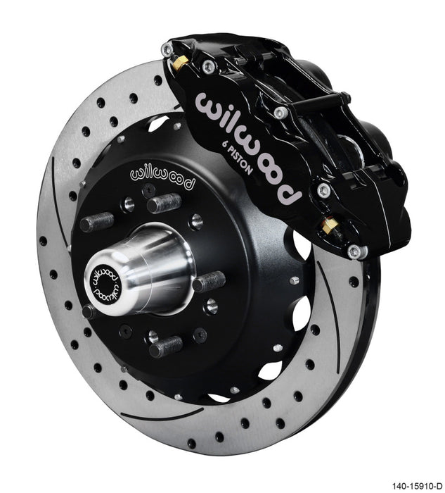 Wilwood Narrow Superlite 6R Front Big Brake Kit 12.88in SRP Drilled and Slotted Rotor Black 140-15910-D