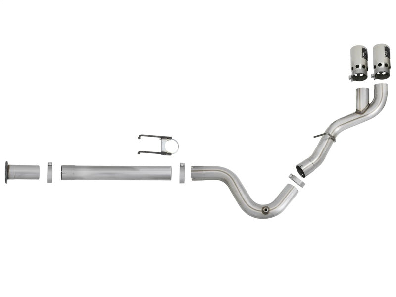 aFe Rebel XD 4in SS Down-Pipe Back Exhaust w/Dual Polished Tips 17-18 Ford Diesel Trucks V8-6.7L(td) 49-43102-P