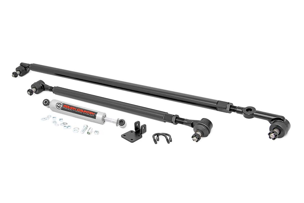 Rough Country Hd Steering Kit Stabilizer Combo compatible with Jeep Cherokee Xj/Comanche Mj/Wrangler Tj 10613