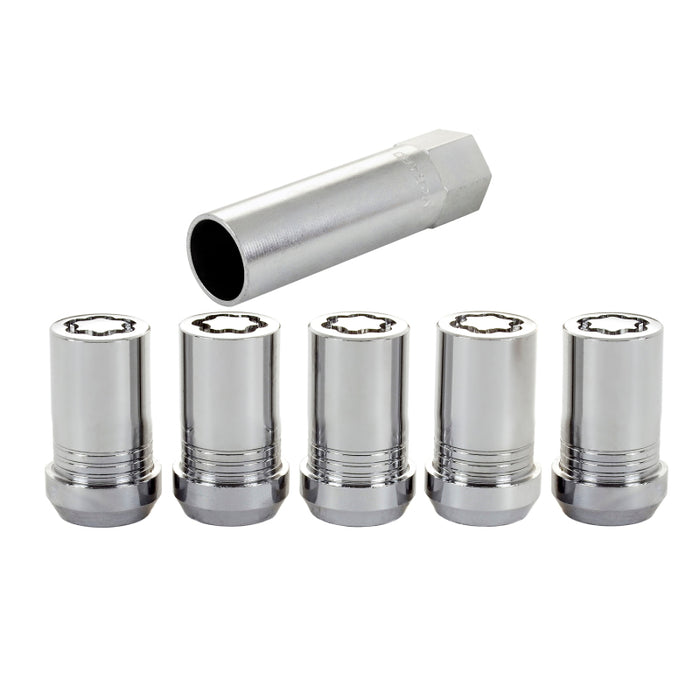 McGard Wheel Lock Nut Set 5pk. (Cone Seat Tuner) M14X1.5 / 22mm Hex / 1.648in OAL Chrome 25515