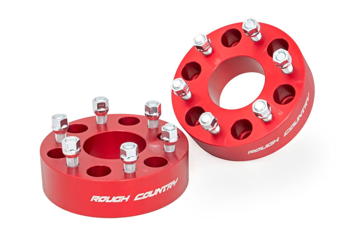 Rough Country 2 Inch Wheel Spacers 6X5.5 Red Fits Chevy/GMC 1500 Truck & Suv (92-21) 1101RED