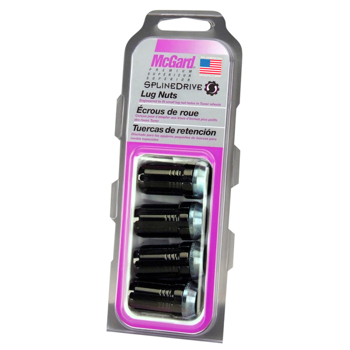 McGard SplineDrive Lug Nut (Cone Seat) 1/2-20 / 1.60in. Length (4-Pack) Black (Req. Tool) 65340BK