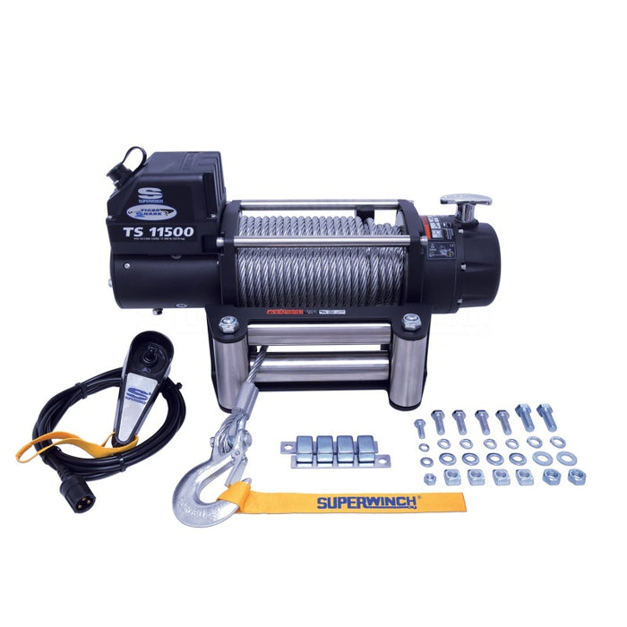 Superwinch 11500 LBS 12V DC 3/8in x 84ft Steel Rope Tiger Shark 11500 Winch 1511200