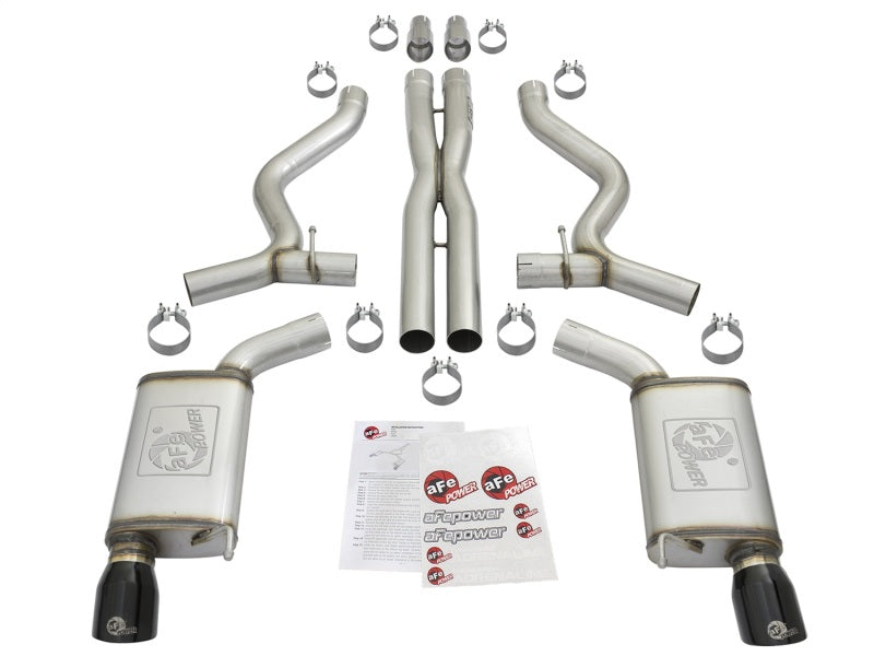 aFe MACHForce XP 3in 304 SS Cat-Back Exhausts w/ Black Tips 15-17 Ford Mustang GT V8-5.0L/V6-3.7L 49-33072-1B