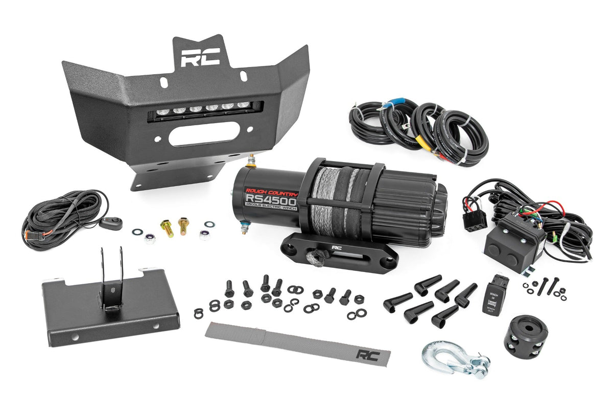 Rough Country Winch Bumper 4500-Lb Winch Black Series Led 6" Light Fits Can-Am Renegade 97071