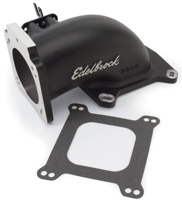 Edelbrock Low Profile Intake Elbow 90mm Throttle Body to Square-Bore Flange Black Finish 38483