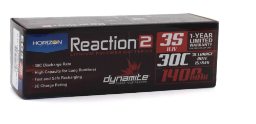 Dynamite Dynb14333 Reaction 2.0 11.1V 1400Mah 30C 3S Lipo Battery Ec3