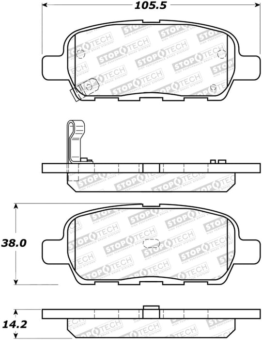 StopTech Sport Brake Pads w/Shims and Hardware Rear 309.09051