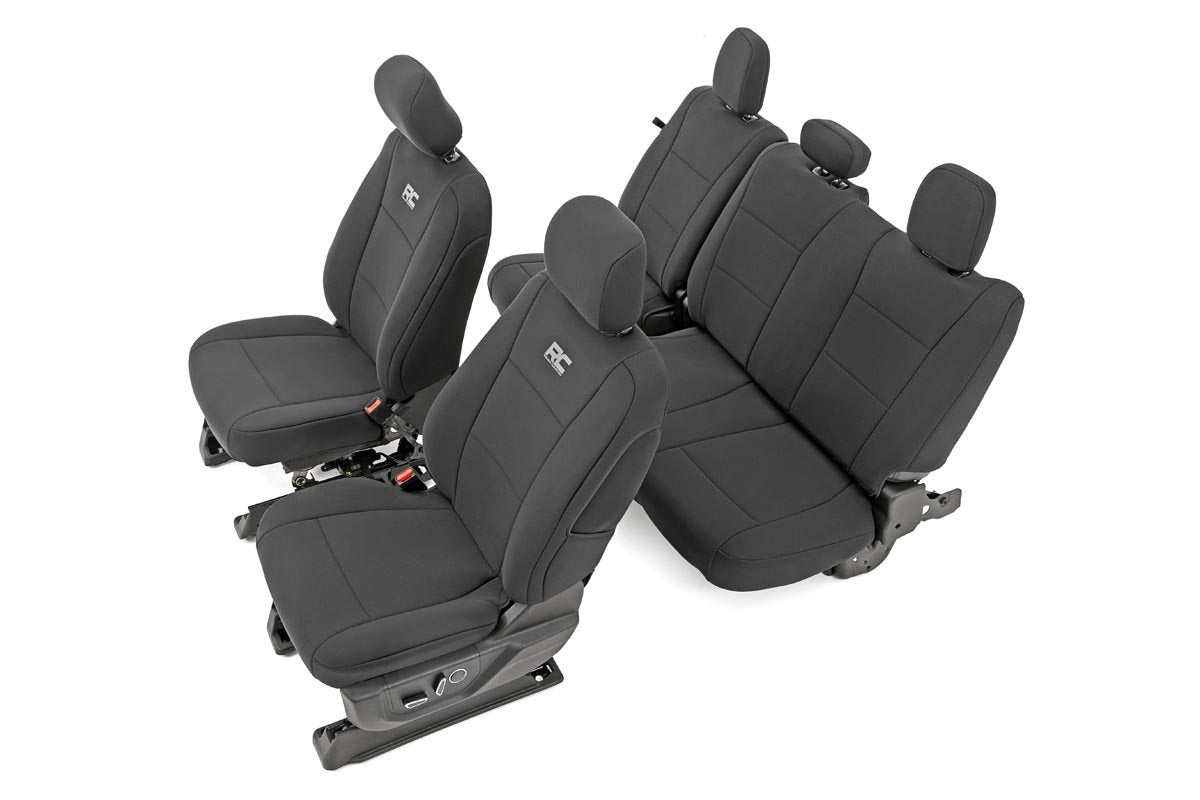 Rough Country Seat Covers Fr Bucket And Rr Bench Fits Ford F-150/Lightning/F-250/F-350 (15-23) 91018