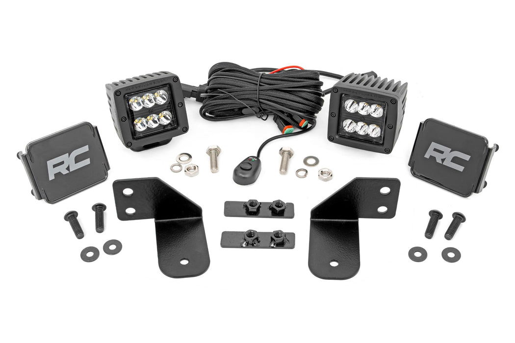 Rough Country Led Light Rr Cage Mount 2" Black Spot Pair Polaris Ranger 1000/Ranger Xp 900/1000 93143