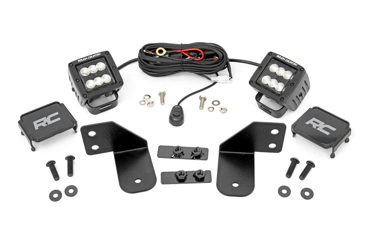 Rough Country Led Light Rr Cage Mount 2" Black Flood Pair Fits Polaris Ranger 1000/Ranger Xp 900/1000 93145