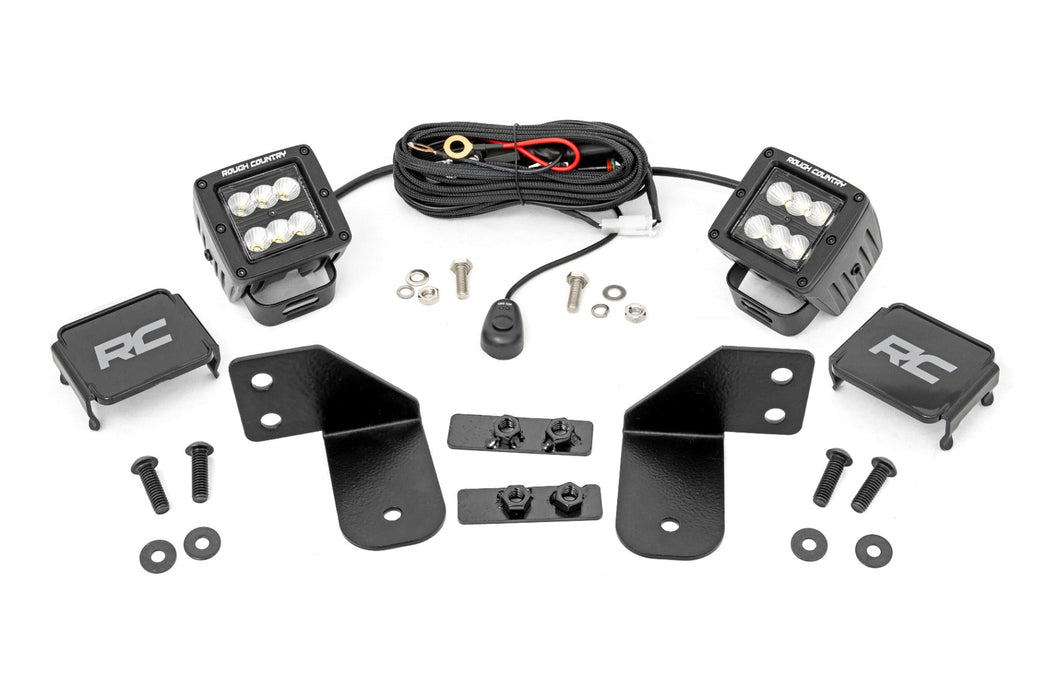 Rough Country Led Light Rr Cage Mount 2" Black Flood Pair Polaris Ranger 1000/Ranger Xp 900/1000 93145